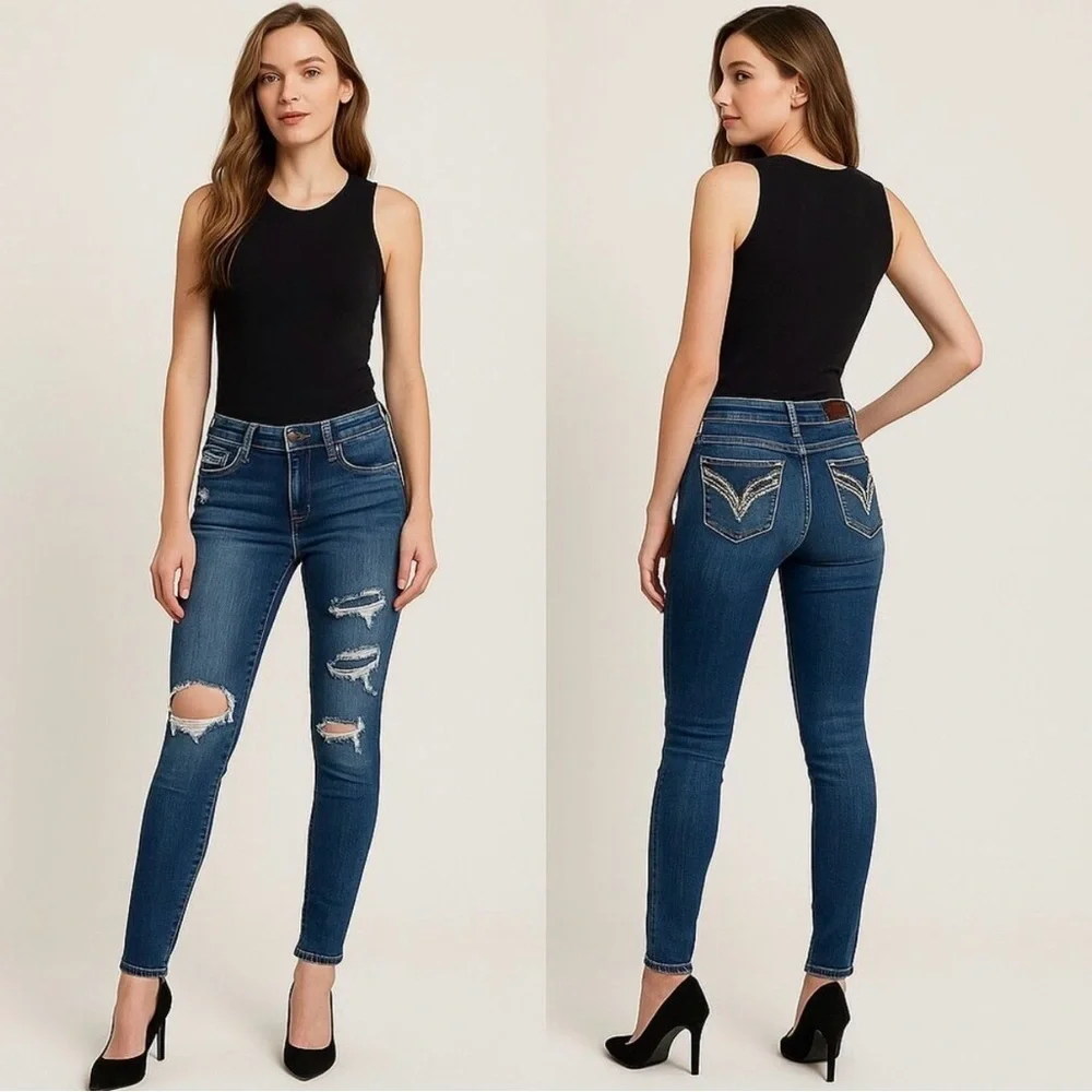 🔥 VIGOSS Women’s The Chelsea Mid-Rise Skinny Distressed Jeans Sz 11/12 ✨ - Picture 13 of 14